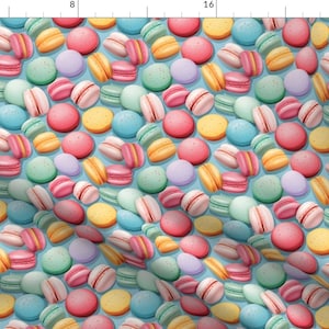 Whimsical Fabric - Rainbow Macarons by simpsondesignsstudio - Bakery Macarons Dessert Baking Colorful Pink Fabric by the Yard by Spoonflower