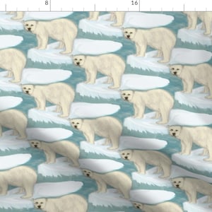 Watercolor Polar Bear Fabric - Polar Bear By Eclectic House - Watercolor Bear Cotton Fabric By The Yard With Spoonflower