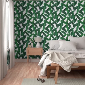 Banana Leaves Wallpaper Banana Leaves on White by - Etsy