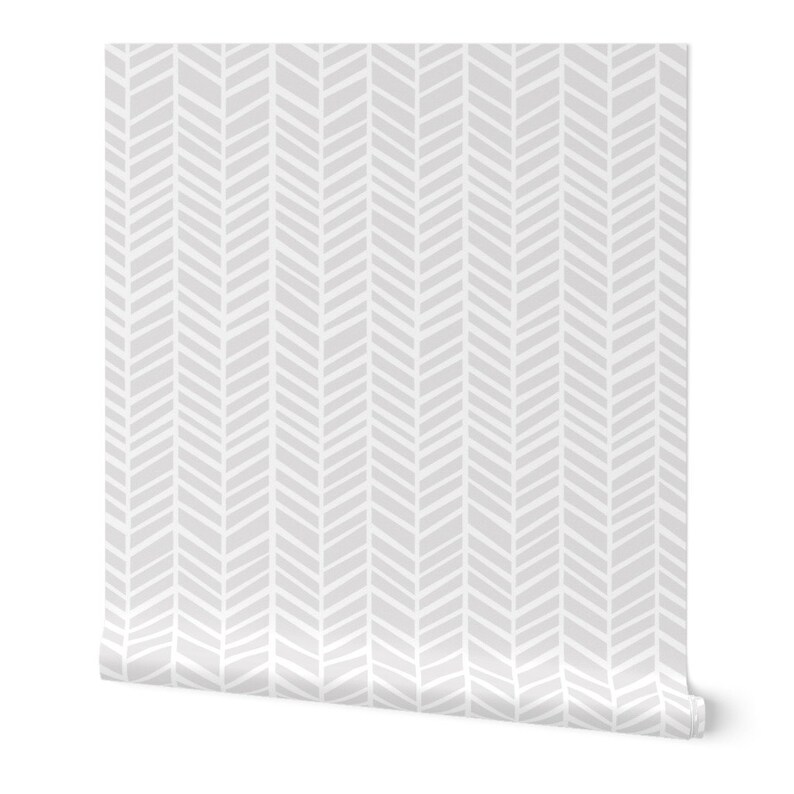 Gray Herringbone Wallpaper Herringbone Light Grey by Friztin Etsy