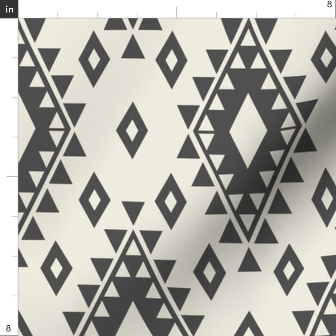 Aztec Fabric Cream Dark Gray Aztec With Diamonds By Etsy