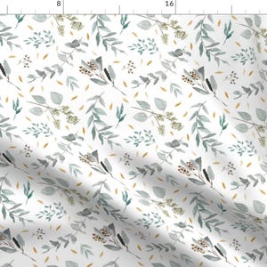 Foliage Fabric - Eucalyptus Leaves + Gold Flecks || Australian Native Leaves + Foliage By Erin Kendal - Foliage Fabric With Spoonflower image 1