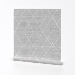Geo Wallpaper - Mod-Triangles-Ltgray By Crystal Walen - Geo Gray White Custom Printed Removable Self Adhesive Wallpaper Roll by Spoonflower