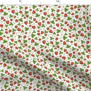 Wild Strawberries Fabric - Strawberries By Hazel Fisher Creations - Strawberries Wild Spring Red Cotton Fabric By The Yard With Spoonflower