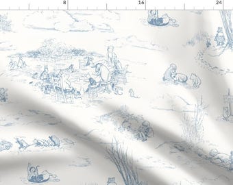 Classic Pooh Fabric - Winnie-the-pooh Blue by at_the_cottage - Toile Vintage Blue Christopher Robin Fabric by the Yard by Spoonflower