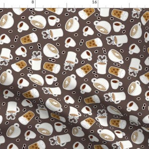 Coffee Fabric - Coffee Lover Brown And Gray By Jannasalak - Coffee Latte Cappuccino Java Morning Cotton Fabric By The Yard With Spoonflower