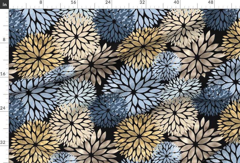 Large Scale Floral Fabric - Dahlias by nhuntsman - Colorful Dahlias Botanical Nature Spring Nursery Fabric by the Yard by Spoonflower 画像 2