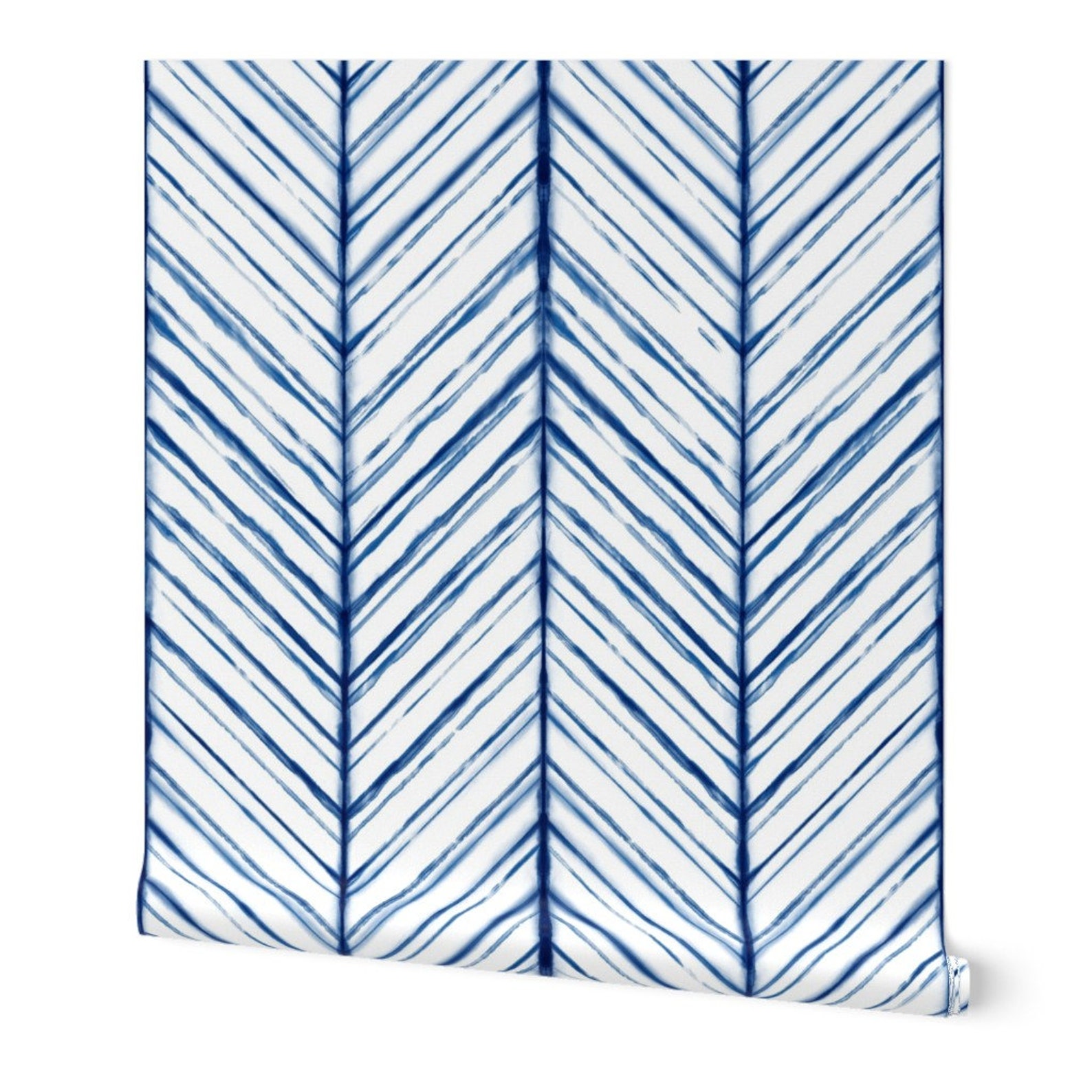 Shibori Wallpaper Shibori Herringbone Indigo on White by Etsy