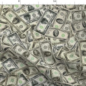 Money Fabric - Dean&#39;S Big Money By Midcoast Miscellany - Green Cash Money Big Bills Cotton Fabric By The Yard With Spoonflower