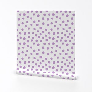 Polka Dot Wallpaper - Dot Purple Pastel Lilac Baby By Charlottewinter - Custom Printed Removable Self Adhesive Wallpaper Roll by Spoonflower