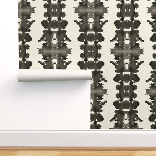 Ink Blot Wallpaper Soot on Cream Double Inkblot by Danika - Etsy
