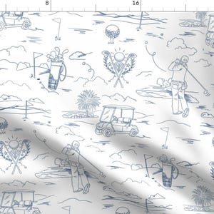 Preppy Fabric - Golf Heaven Toile by natalia_gonzalez - Golfer Modern Toile Whimsical Father's Day Sports Fabric by the Yard by Spoonflower