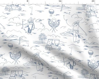 Preppy Fabric - Golf Heaven Toile by natalia_gonzalez - Golfer Modern Toile Whimsical Father's Day Sports Fabric by the Yard by Spoonflower