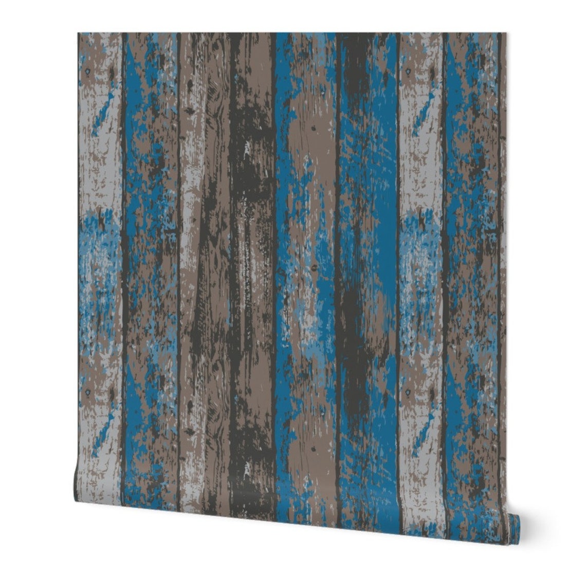 Blue Gray Faux Wood Wallpaper Aged Rustic Wooden Planks by Etsy