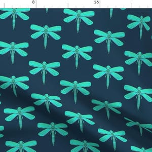 Dragonfly Fabric - Dragonfly Rain (Med) By Franbail - Blue Dragonfly Nursery Decor Cotton Fabric By The Yard With Spoonflower
