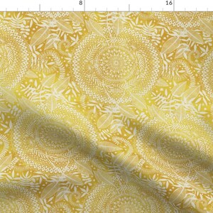 Mustard Yellow Floral Fabric - Medallion Pattern In Mustard And Cream By Micklyn - Mustard Cotton Fabric By The Yard With Spoonflower