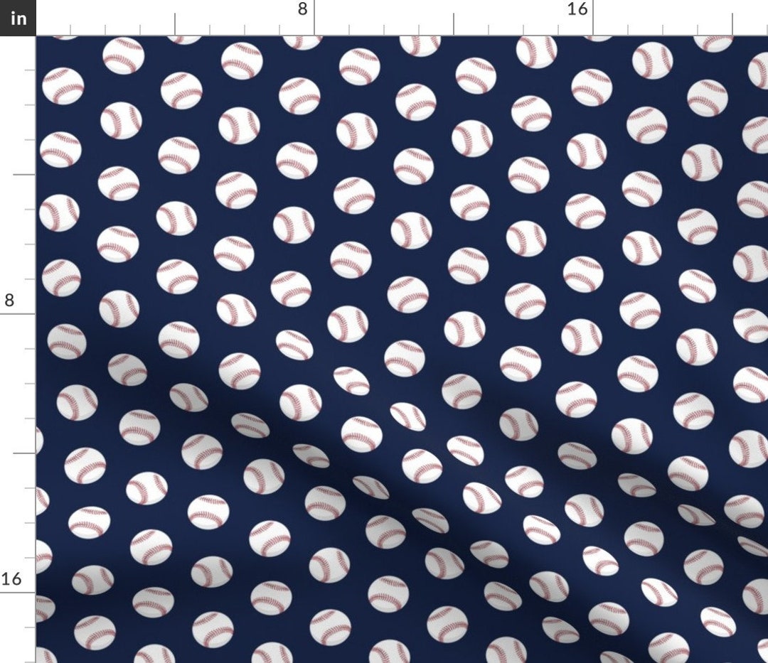 Baseball Fabric Baseballs Dark Blue by Littlearrowdesign Navy Baseball