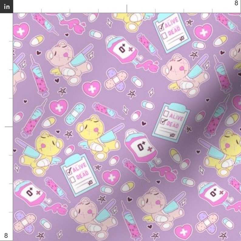 Purple Bear Fabric Purple Creepy Cute Teddy Bears by - Etsy