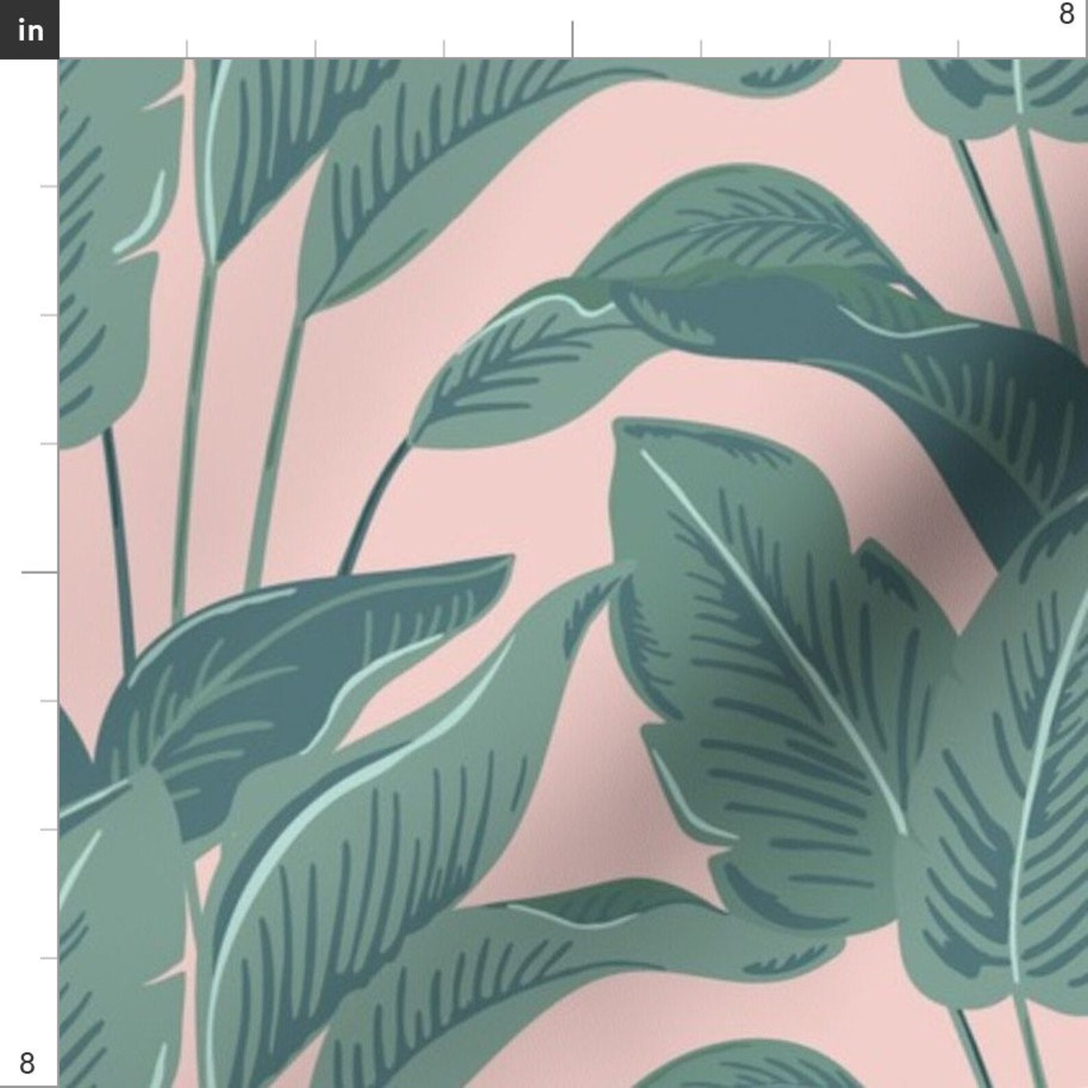Summer Tropical Leaves Pink Green Fabric Kerala Palms // Etsy España