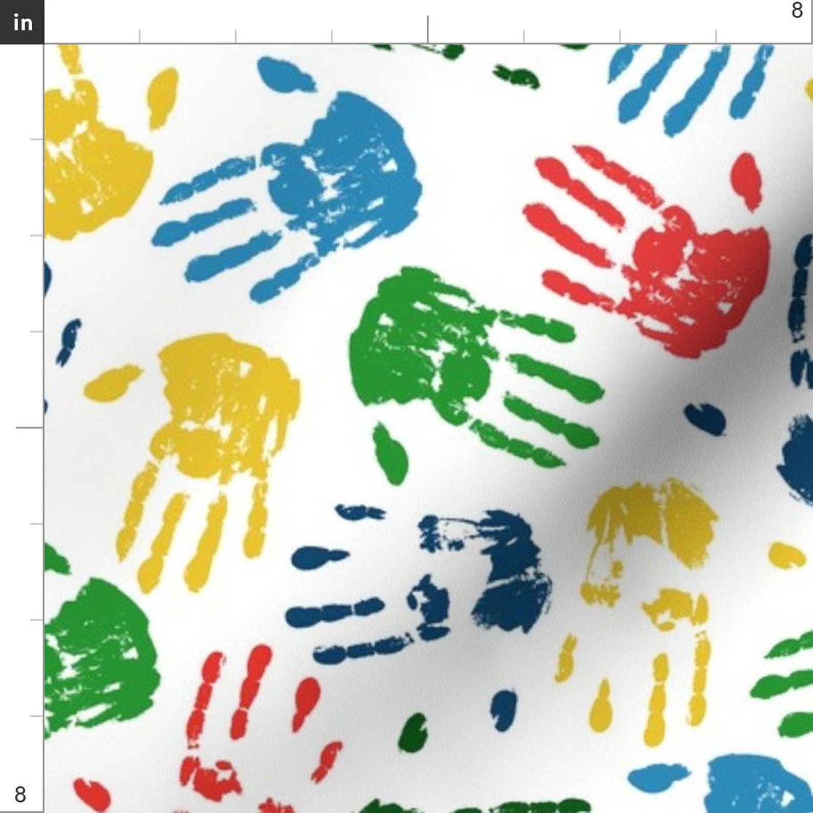 Rainbow Handprints Fabric Handprints by Juliabadeeva Etsy