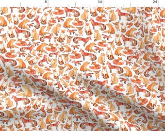 Watercolor Woodland Fox Fabric - Foxes By Elena O'Neill Illustration - Fox Cotton Fabric By The Yard With Spoonflower