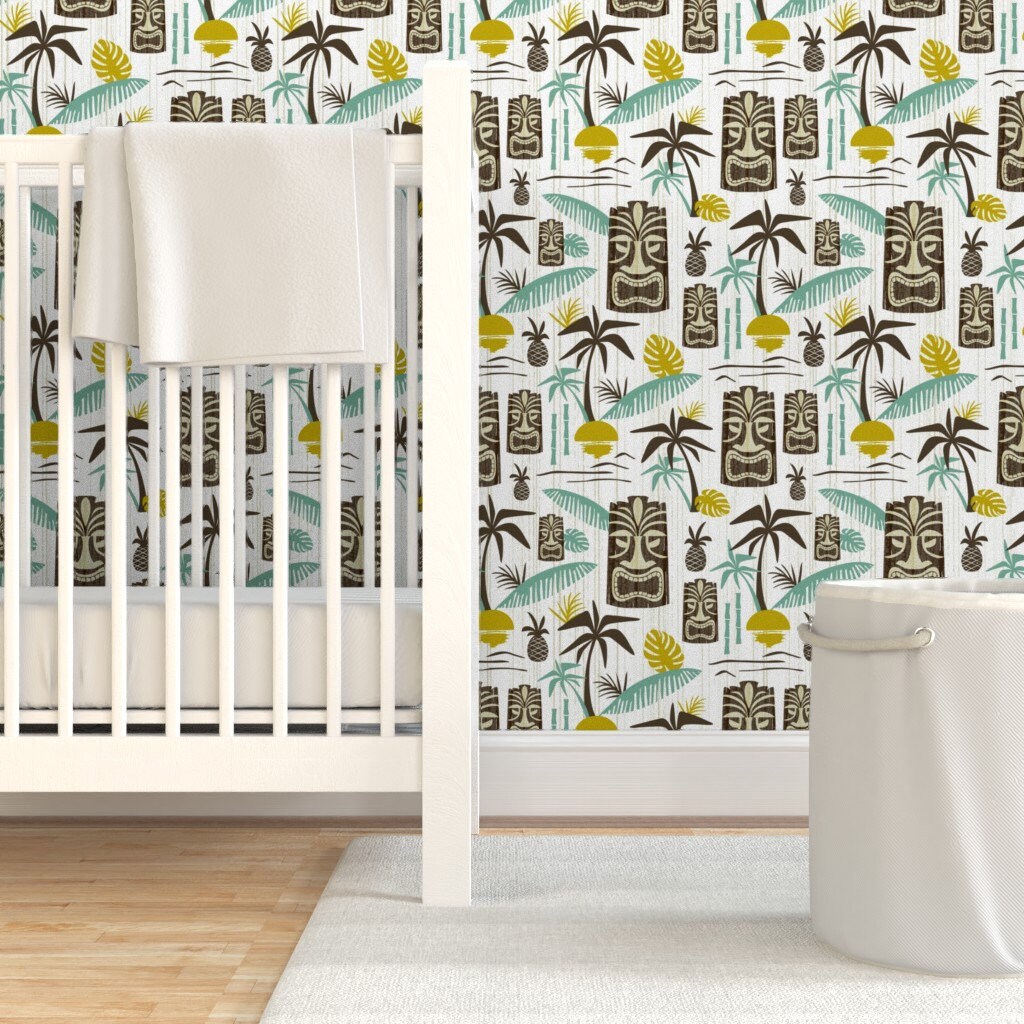 Tiki Wallpaper Island Tiki by Heatherdutton Tiki Brown | Etsy