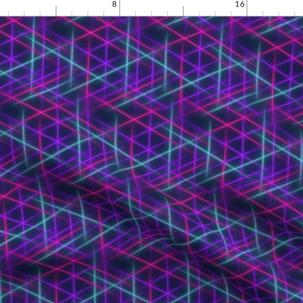 Eighties Lights Fabric - Lazer Beams by roofdog_designs - Space Futuristic Neon Look Faux Glow Retrowave Fabric by the Yard by Spoonflower