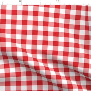 以下が含まれることがあります： 赤と白のチェック柄の生地。パターンは、赤と白の正方形が均等に配置された、クラシックなギンガムデザインです。生地はわずかにしわが寄っており、テーブルクロスなどのテキスタイルを示唆しています。