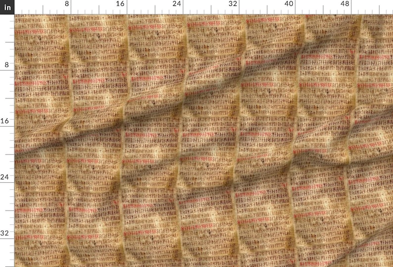 Rune Fabric - Codex Runicus Orginal By Odinist - Rune Lettering Parchment Red Brown Fantasy Cotton Fabric By The Yard With Spoonflower imagen 2