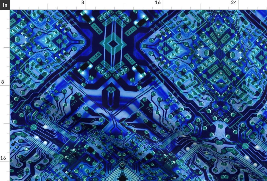 Computer Fabric - Circuit Board Blue by Craftyscientists - Computer ...