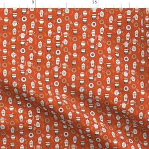 Pumpkin Spice Fabric - Pumpkin Latte Coffee And Donuts Fall Autumn Traditions By Andrea Lauren - Cotton Fabric by the Yard with Spoonflower image 1
