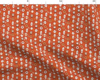 Pumpkin Spice Fabric - Pumpkin Latte Coffee And Donuts Fall Autumn Traditions By Andrea Lauren - Cotton Fabric by the Yard with Spoonflower