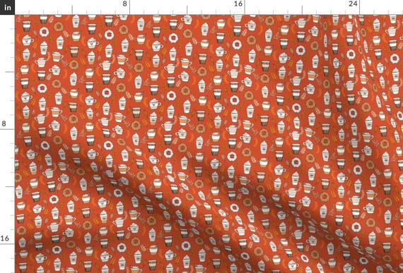 Pumpkin Spice Fabric - Pumpkin Latte Coffee And Donuts Fall Autumn Traditions By Andrea Lauren - Cotton Fabric by the Yard with Spoonflower