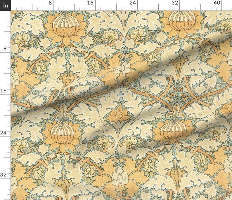 Victorian Damask Fabric Morris Growing Damask Large by Etsy