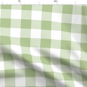 Plaid Fabric - Gustav Bold Check In Basil By Lilyoake - Plaid Green White Gingham Vintage Home Cotton Fabric By The Yard With Spoonflower
