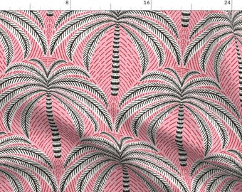 Palm Trees Fabric - Pink Palm Springs by vivdesign - Pink Glam Island Maximalist Tropical Summer Feminine Fabric by the Yard by Spoonflower