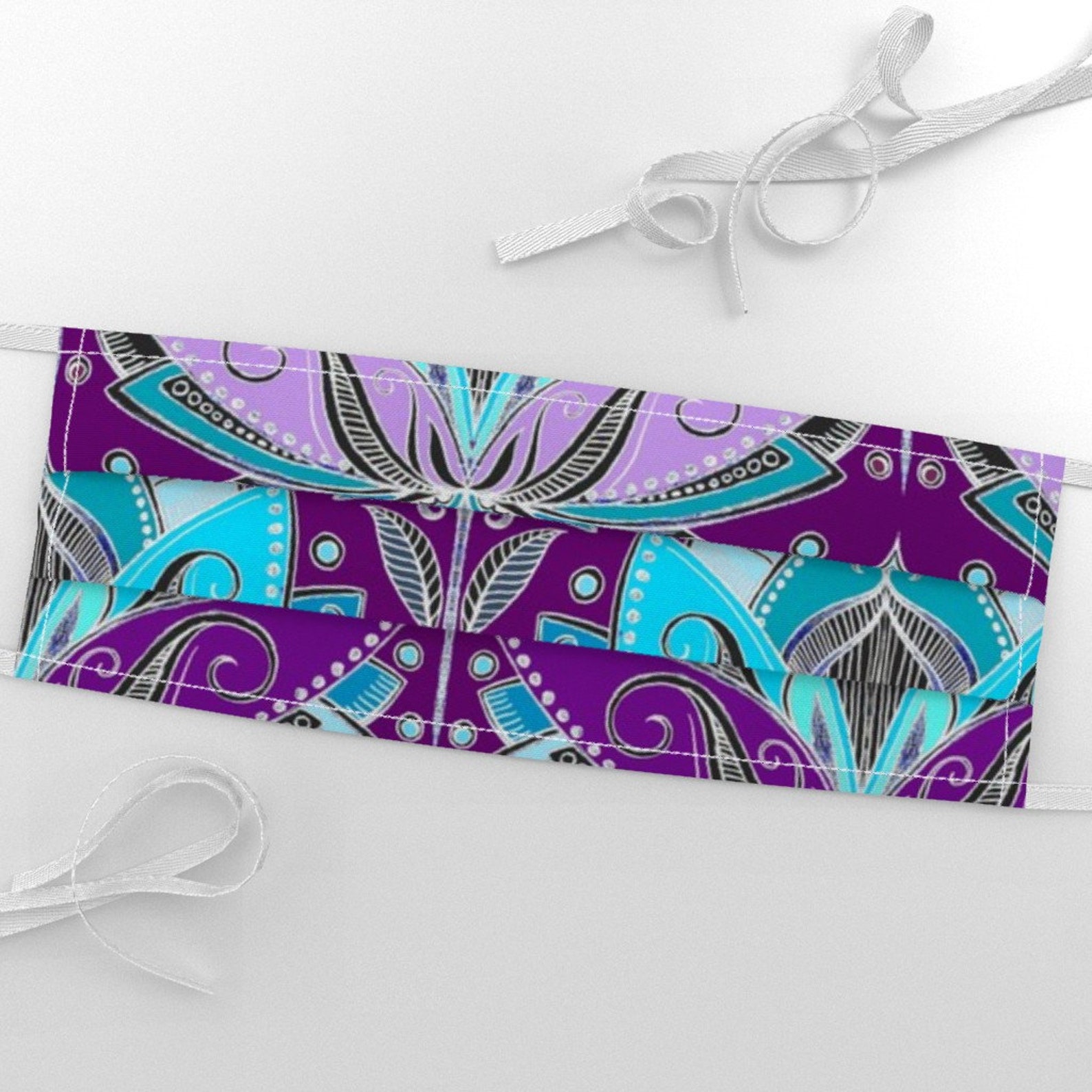 Art Deco Lotus Flower Fabric Art Deco Lotus Rising in - Etsy