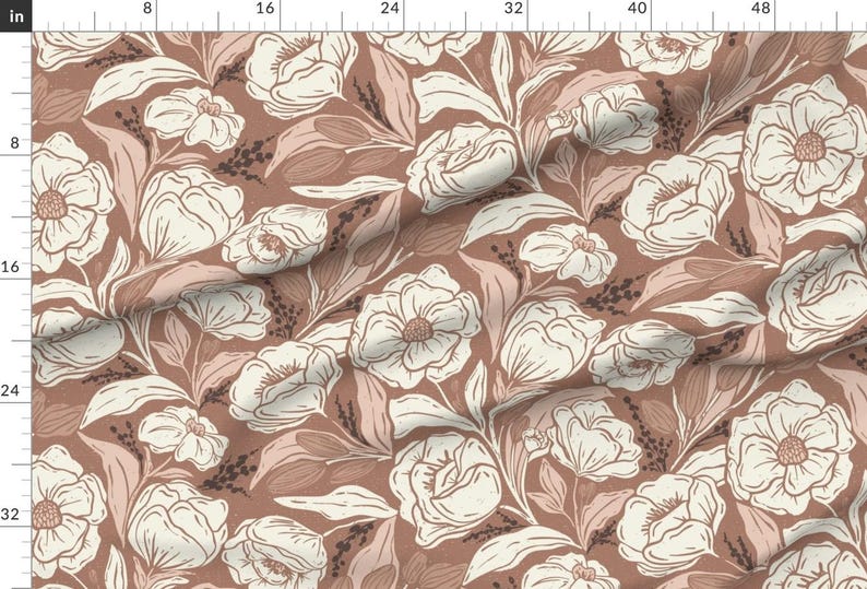 Vintage Apparel Fabric - Farmhouse Cream Floral by alderandbirchstudio - Floral Bohemian Botanical Farmhouse Clothing Fabric by Spoonflower image 2