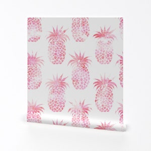 Pineapples Wallpaper - Pineapple Light Pink By Schatzibrown - Pineapple Custom Printed Removable Self Adhesive Wallpaper Roll by Spoonflower