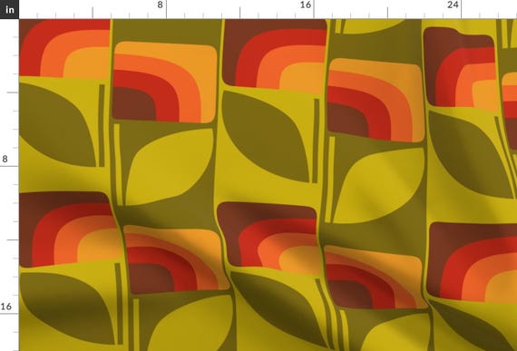 Retro Fabric - Retro Geometric Florals  by carol_freire_art - Geometric Florals Abstract Modern Mcm 70s  Fabric by the Yard by Spoonflower