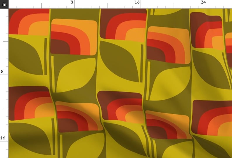 Retro Fabric - Retro Geometric Florals by carol_freire_art - Geometric Florals Abstract Modern Mcm 70s Fabric by the Yard by Spoonflower image 1