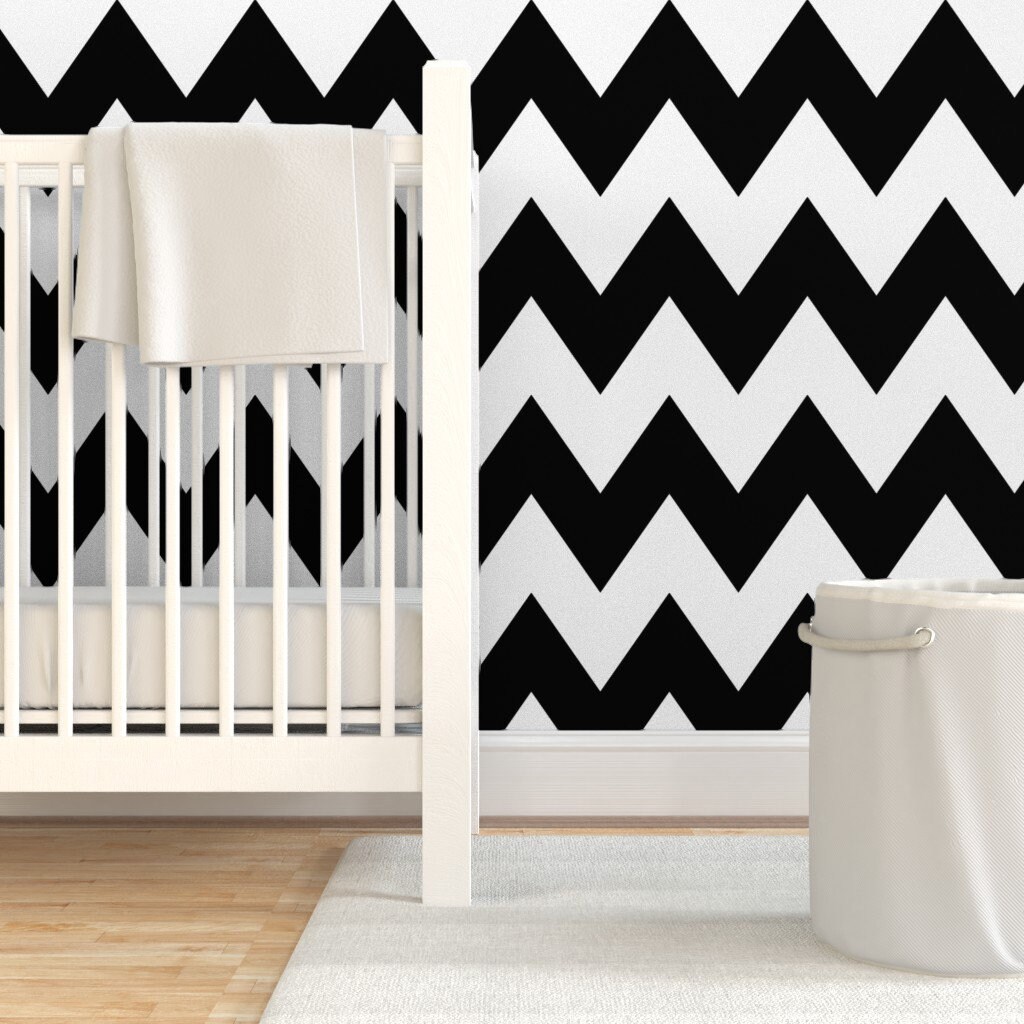Black Chevron Wallpaper Chevron Xl By Misstiina Zigzag | Etsy