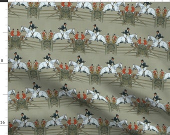 Equestrian Horse Jumping Fabric - Vanity Fair's Hunter Captain By Ragan - Equestrian Cotton Fabric By The Yard With Spoonflower