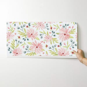 Floral Wallpaper - Amelia - Watercolor Floral Pink By Heatherdutton - Custom Printed Removable Self Adhesive Wallpaper Roll by Spoonflower image 9