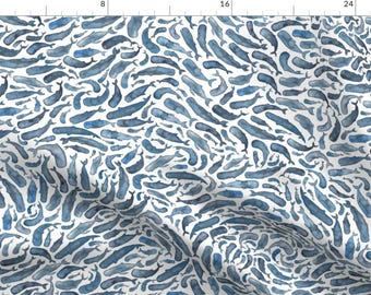 Whale Fabric - Whales In Blue by elena_oneill_designs - Nautical Ocean Animal Sea Blue Fabric by the Yard by Spoonflower