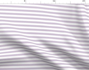Baby Fabric - Stripes - Lavender - Rotated (.5") By Andrea Lauren - Lavender Horizontal Stripes Cotton Fabric By The Yard With Spoonflower