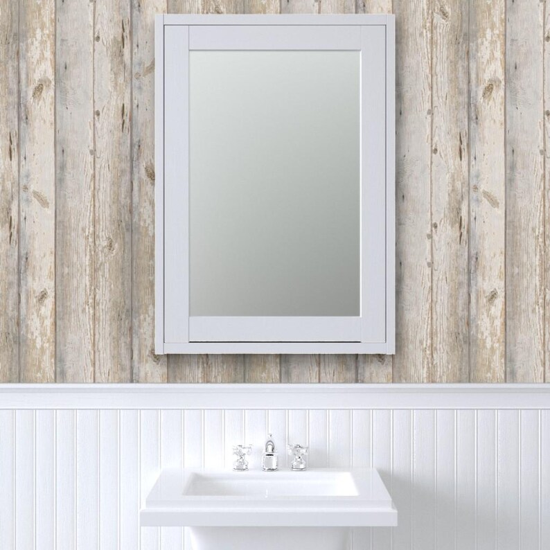 Papel pintado autoadhesivo con diseño de tablones de madera - Estilo costero neutro - Decoración de pared removible - Tablones de madera blanqueada de willowlanetextiles imagen 8