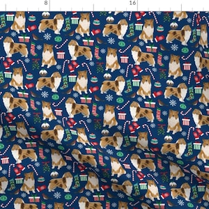 Christmas Collie Fabric - Rough Collie Christmas Pet Dog Xmas Holiday Dogs Fabric By Petfriendly- Cotton Fabric by the Yard with Spoonflower