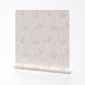 Nursery Wallpaper - Bunnies In Thistle By Down River Homegoods - Blue Pink White Girls Removable Self Adhesive Wallpaper Roll by Spoonflower