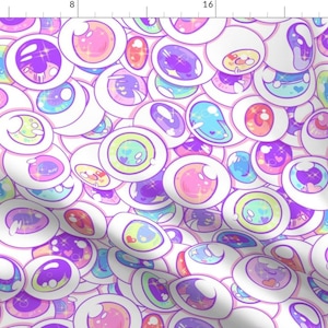 Anime Fabric - Kawaii Balls by spookishdelight - Kawaii Eye Horror Cute Bright Colorful Large Lolita Neon Fabric by the Yard by Spoonflower